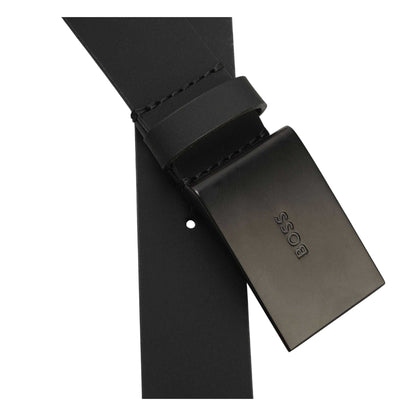 Black - Side - Boss Mens Tion Gum Leather Belt
