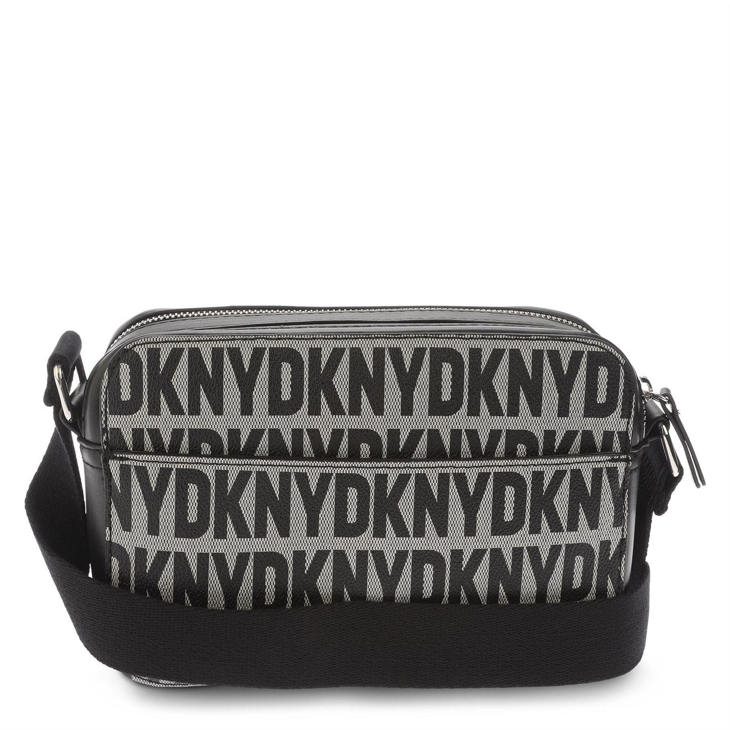 Black-Silver - Back - DKNY Tutu Logo Double Zip Crossbody Bag