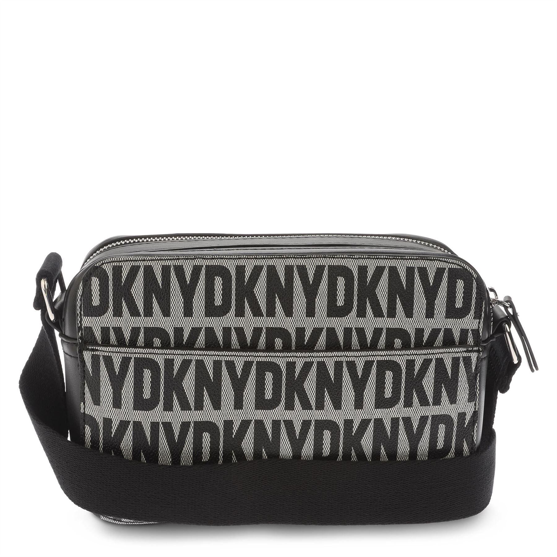 Black-Silver - Back - DKNY Tutu Logo Double Zip Crossbody Bag