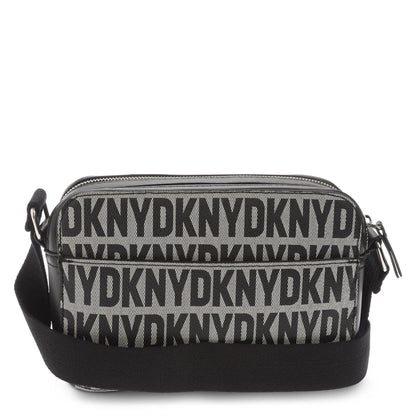 Black-Silver - Back - DKNY Tutu Logo Double Zip Crossbody Bag