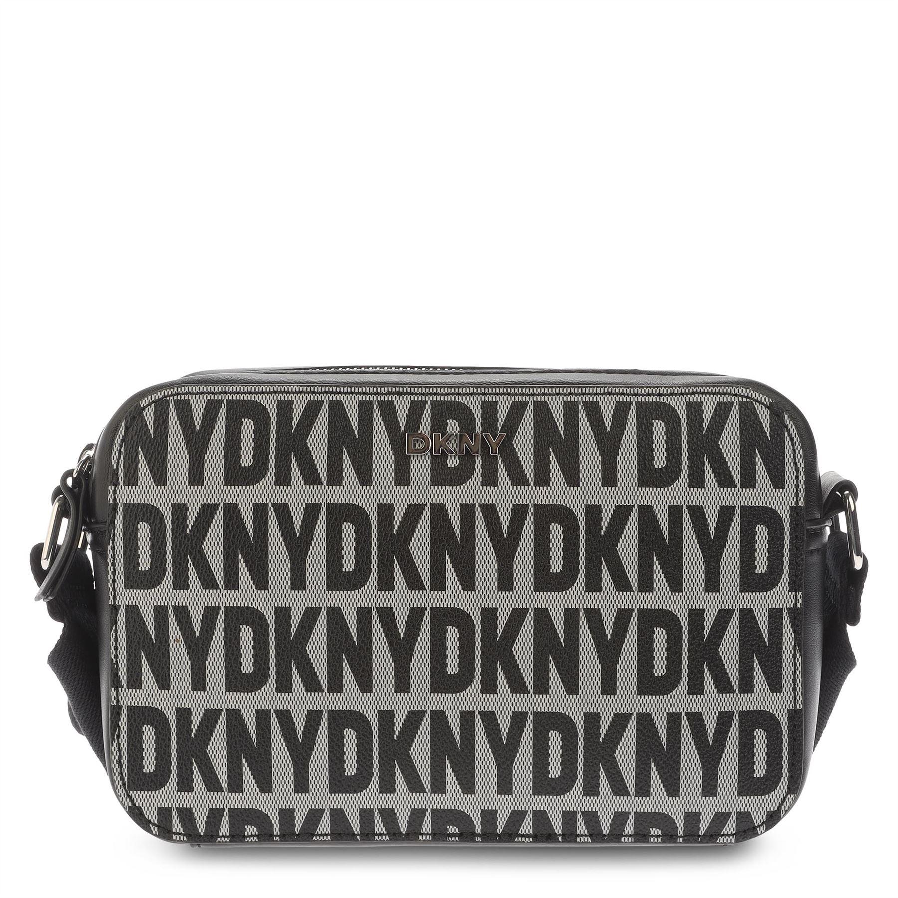 Black-Silver - Front - DKNY Tutu Logo Double Zip Crossbody Bag