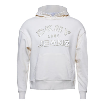 Beige - Front - DKNY Womens-Ladies Jeans Applique Logo Satin Hoodie