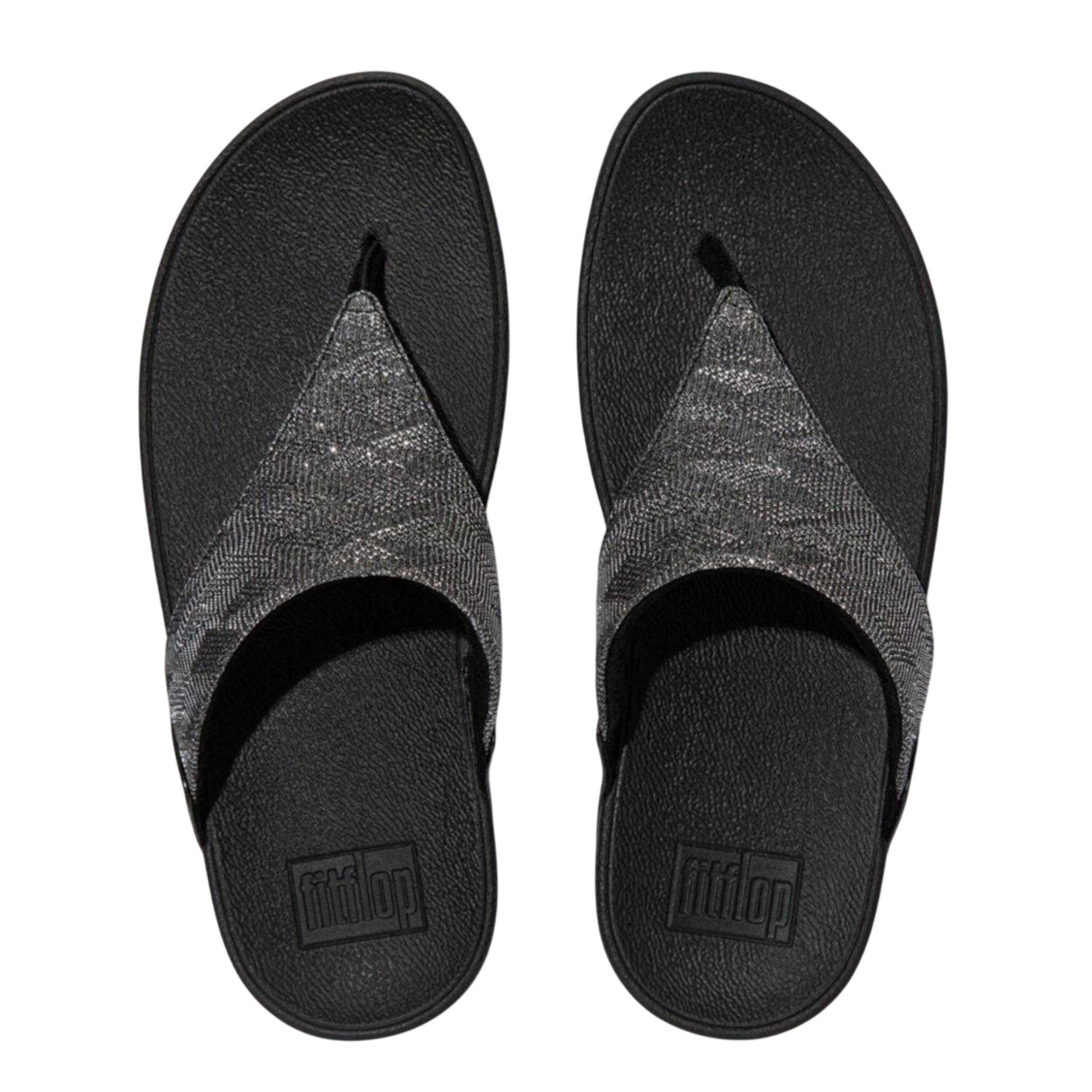 Black - Back - Fit Flop Womens-Ladies Lulu Glitz Faux Leather Sandals