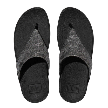 Black - Back - Fit Flop Womens-Ladies Lulu Glitz Faux Leather Sandals