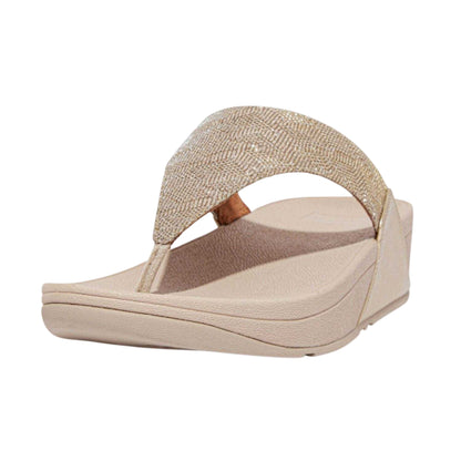 Rose Gold - Front - Fit Flop Womens-Ladies Lulu Glitz Faux Leather Sandals
