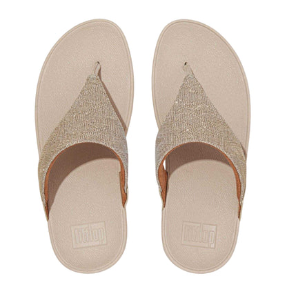 Rose Gold - Back - Fit Flop Womens-Ladies Lulu Glitz Faux Leather Sandals
