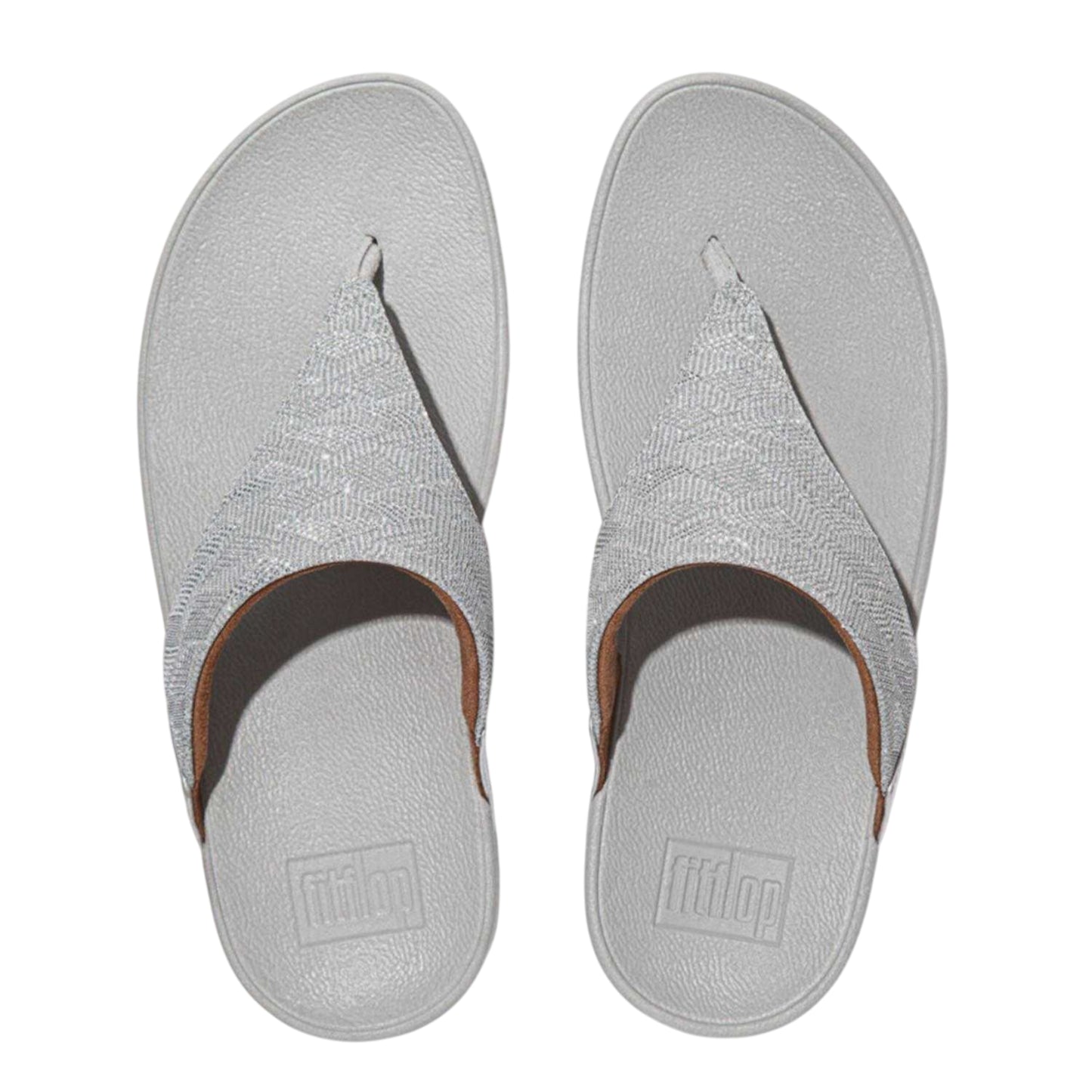 Silver - Back - Fit Flop Womens-Ladies Lulu Glitz Faux Leather Sandals
