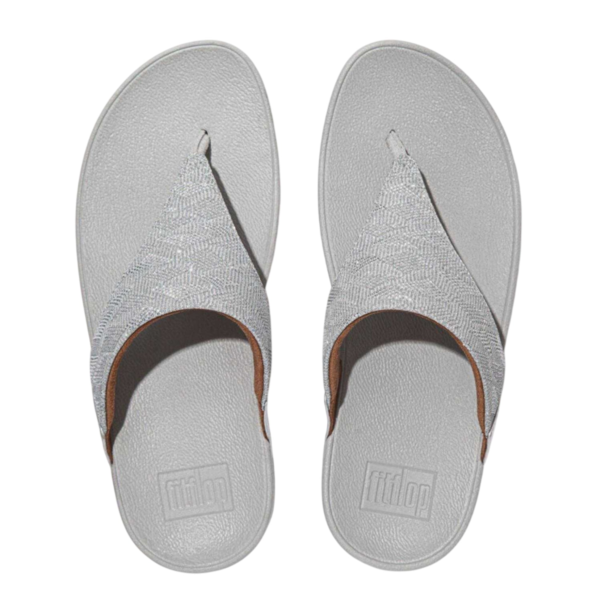 Silver - Back - Fit Flop Womens-Ladies Lulu Glitz Faux Leather Sandals