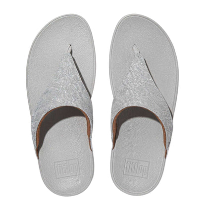 Silver - Back - Fit Flop Womens-Ladies Lulu Glitz Faux Leather Sandals