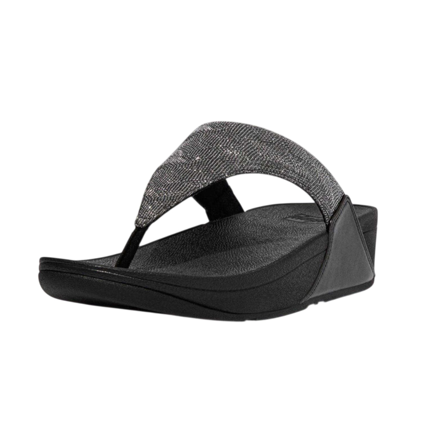 Black - Front - Fit Flop Womens-Ladies Lulu Glitz Faux Leather Sandals