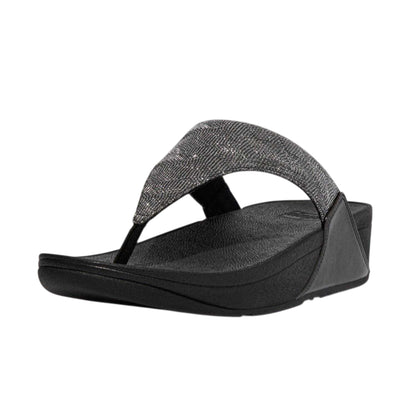 Black - Front - Fit Flop Womens-Ladies Lulu Glitz Faux Leather Sandals
