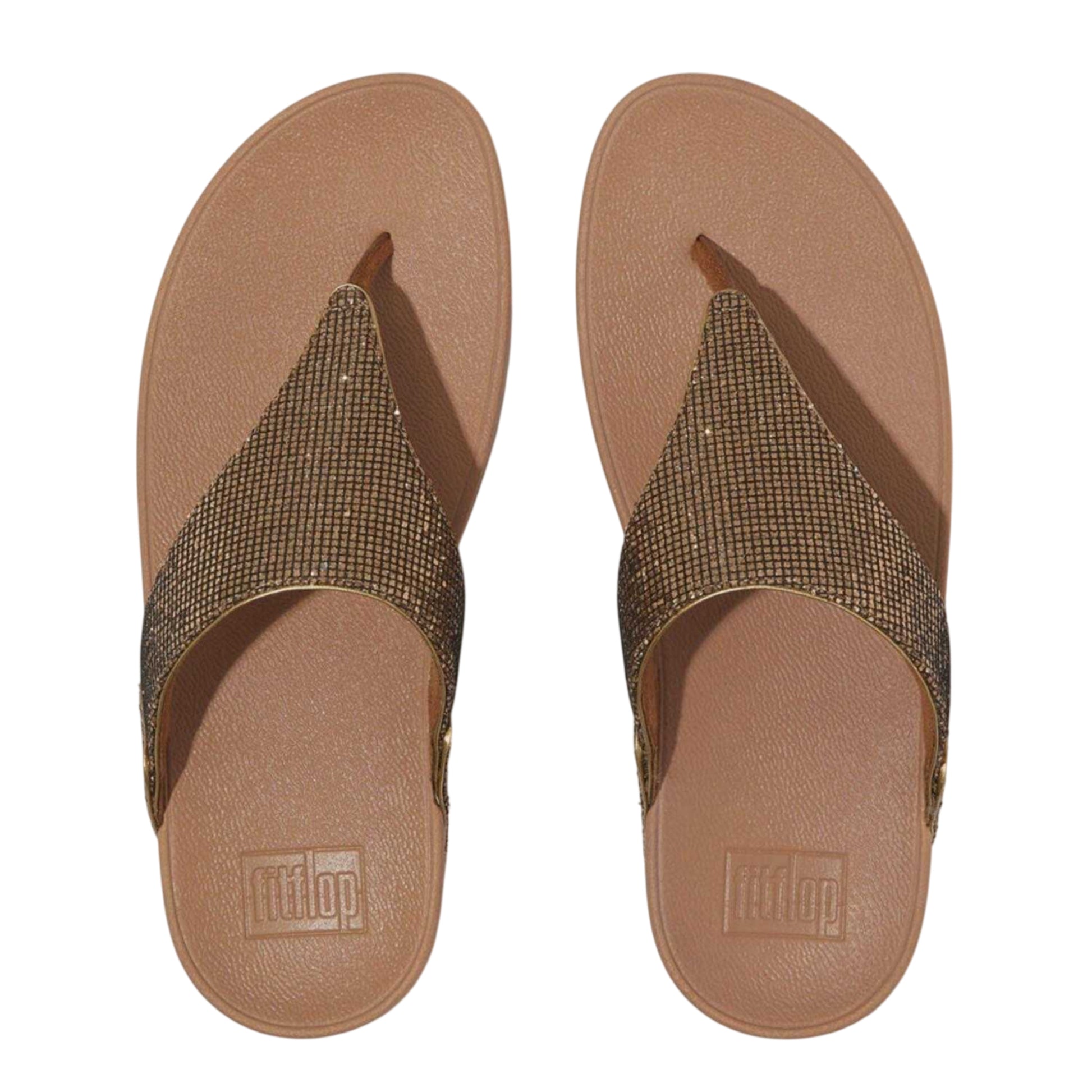 Gold - Back - Fit Flop Womens-Ladies Lulu Glitterball Leather Sandals