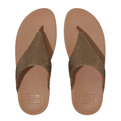 Gold - Back - Fit Flop Womens-Ladies Lulu Glitterball Leather Sandals