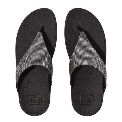 Silver - Back - Fit Flop Womens-Ladies Lulu Glitterball Leather Sandals