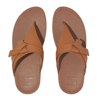 Beige - Back - Fit Flop Womens-Ladies Lulu Knotted Leather Sandals