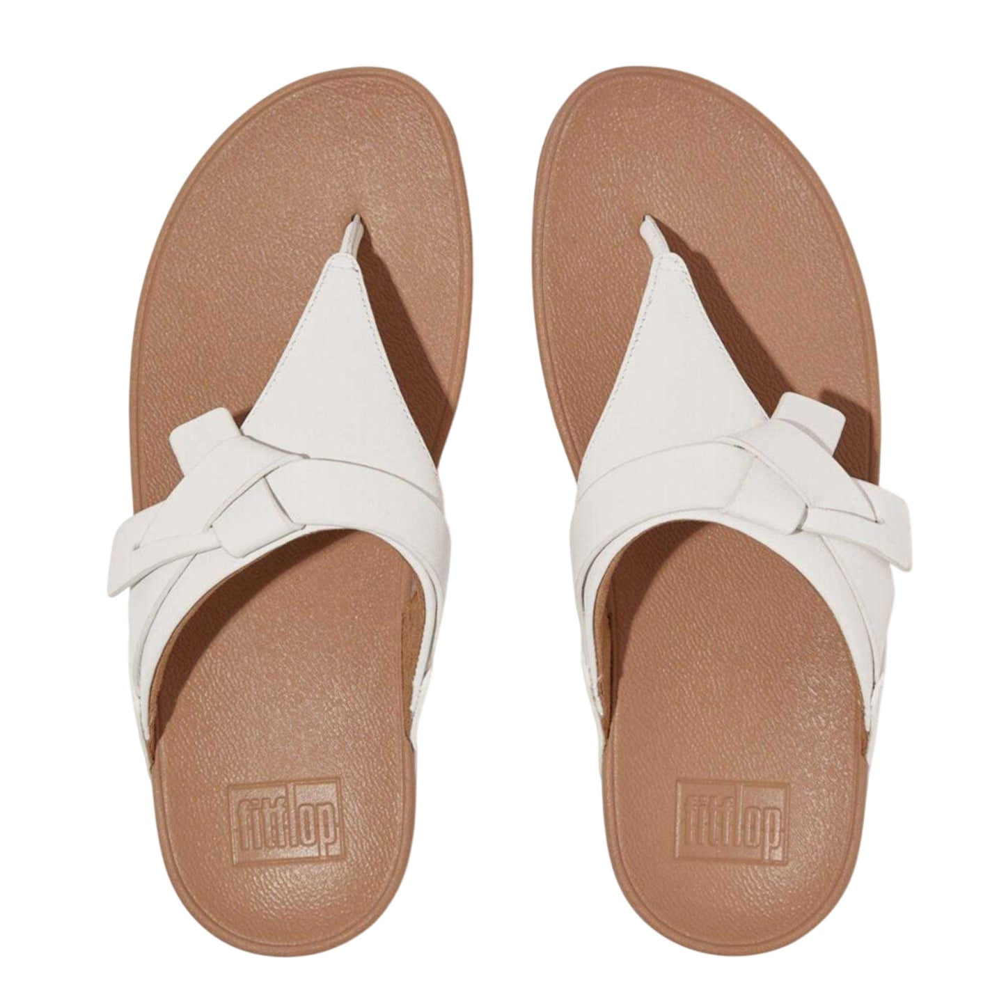 White - Back - Fit Flop Womens-Ladies Lulu Knotted Leather Sandals