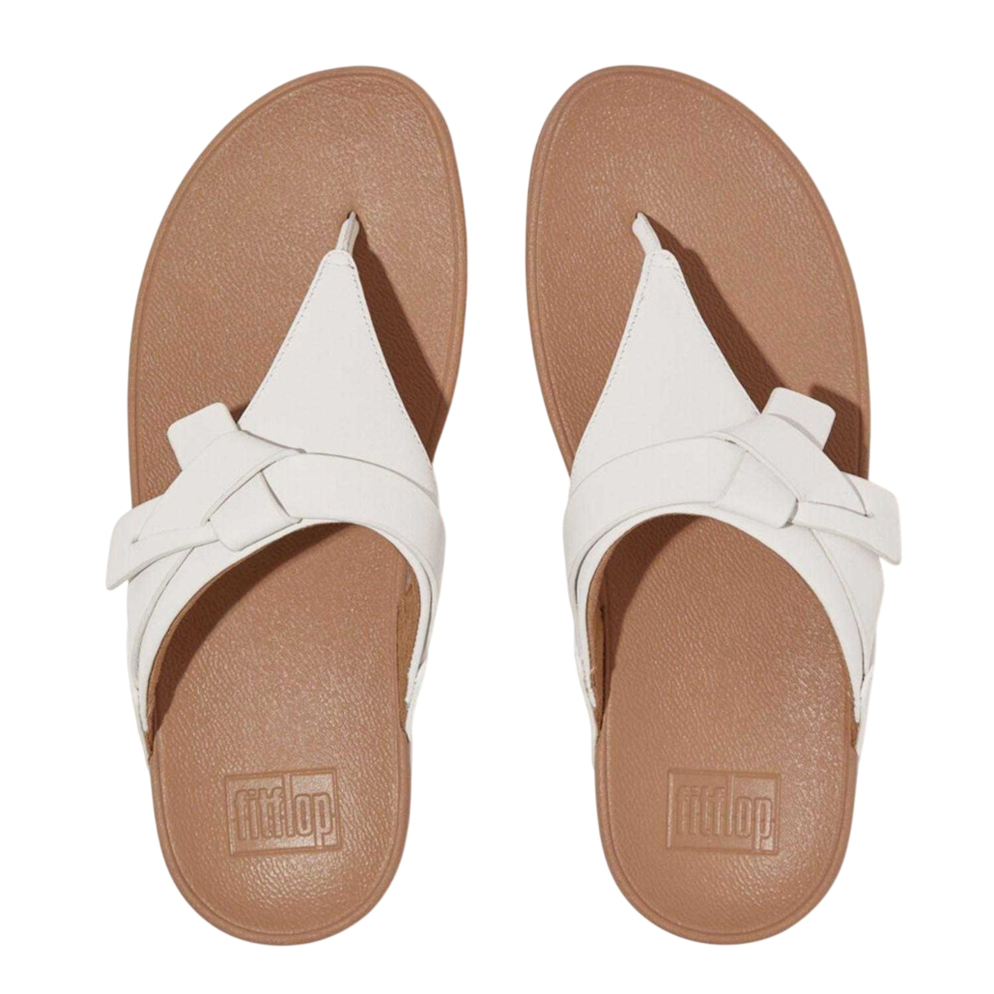 White - Back - Fit Flop Womens-Ladies Lulu Knotted Leather Sandals