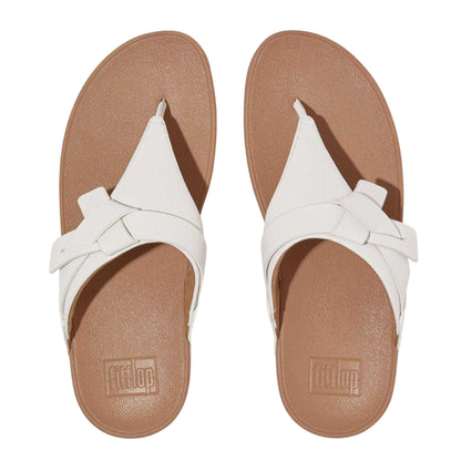 White - Back - Fit Flop Womens-Ladies Lulu Knotted Leather Sandals
