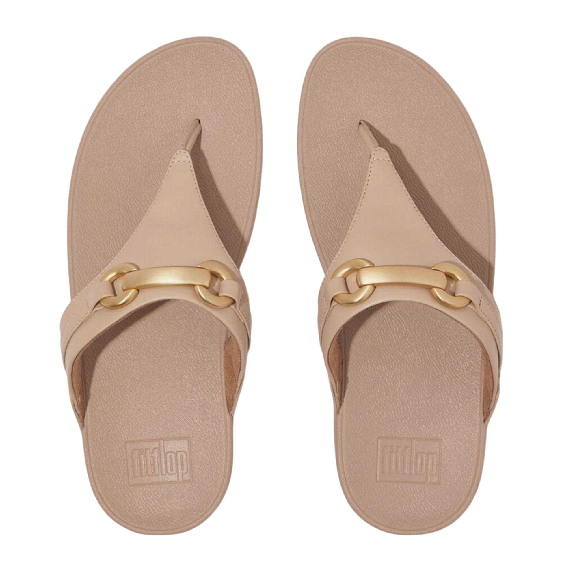 Beige - Back - Fit Flop Womens-Ladies Lulu Snaffle Detail Leather Sandals