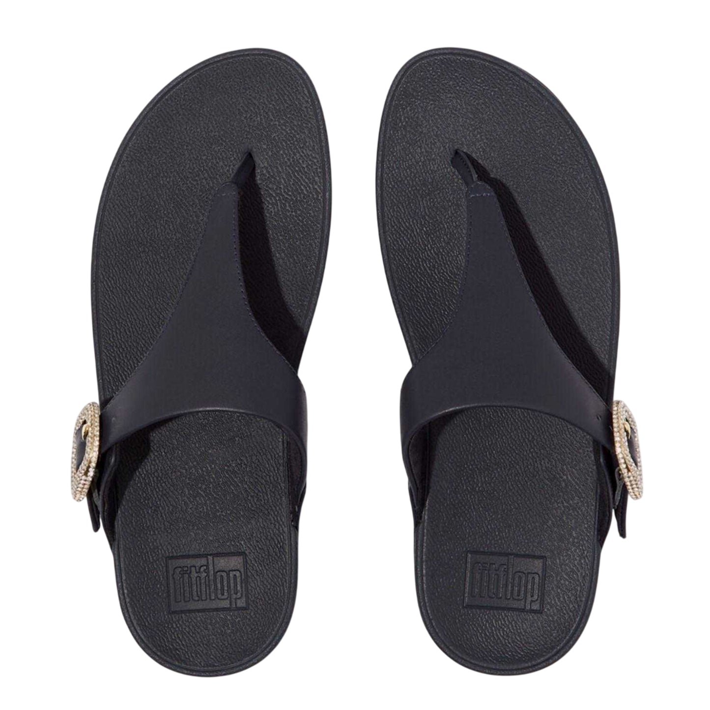 Navy - Back - Fit Flop Womens-Ladies Lulu Crystal Leather Buckle Sandals