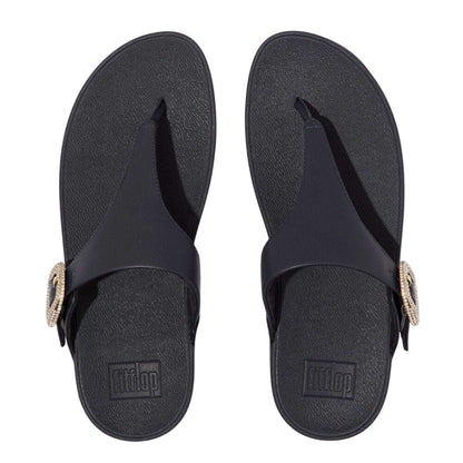 Navy - Back - Fit Flop Womens-Ladies Lulu Crystal Leather Buckle Sandals