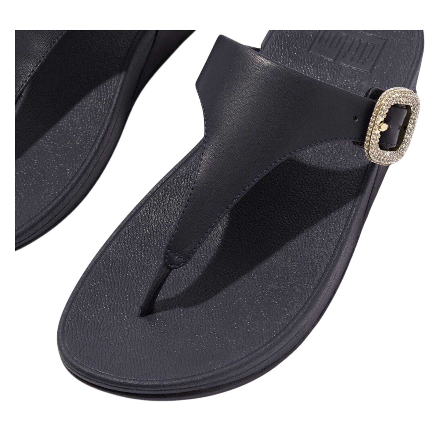 Navy - Lifestyle - Fit Flop Womens-Ladies Lulu Crystal Leather Buckle Sandals