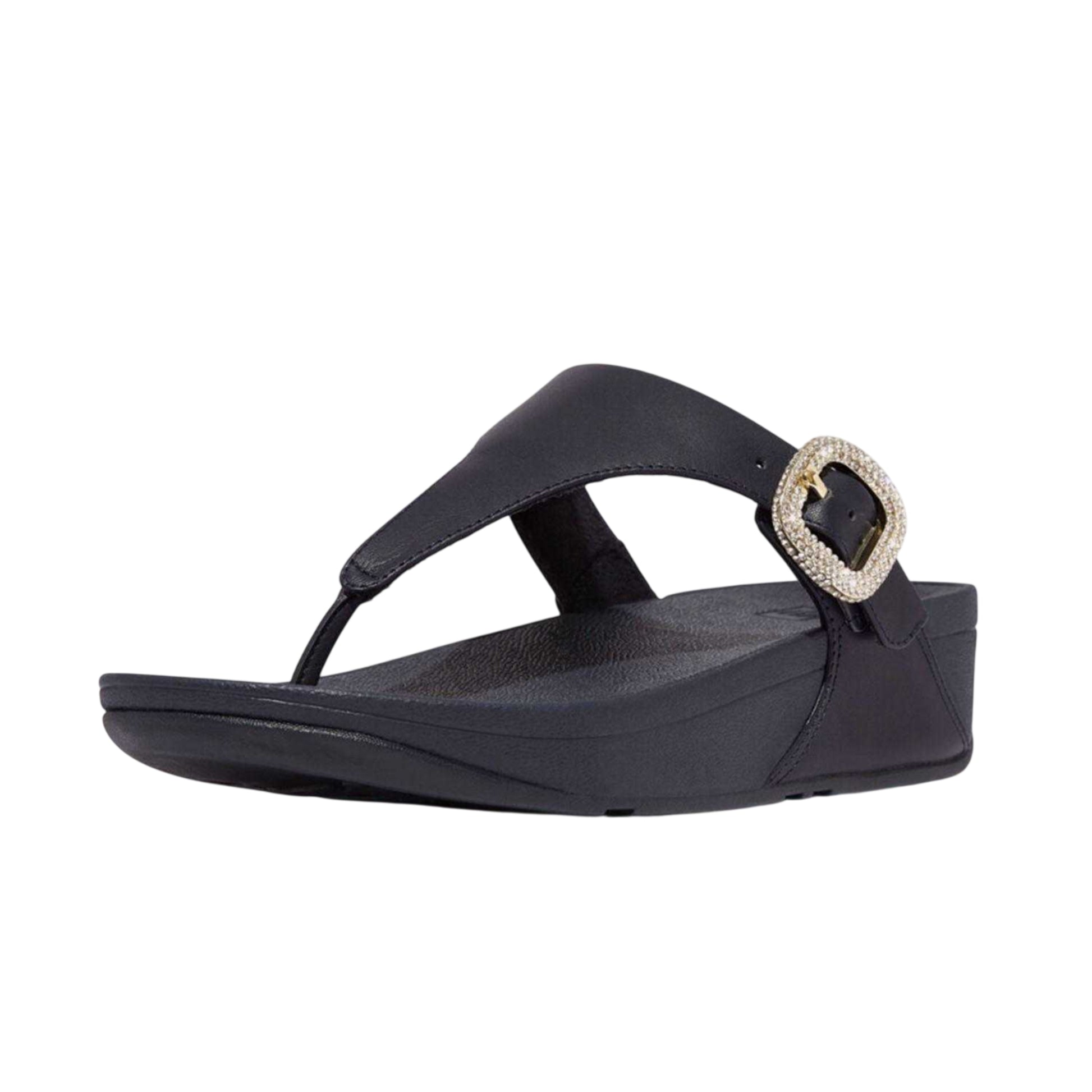 Navy - Front - Fit Flop Womens-Ladies Lulu Crystal Leather Buckle Sandals
