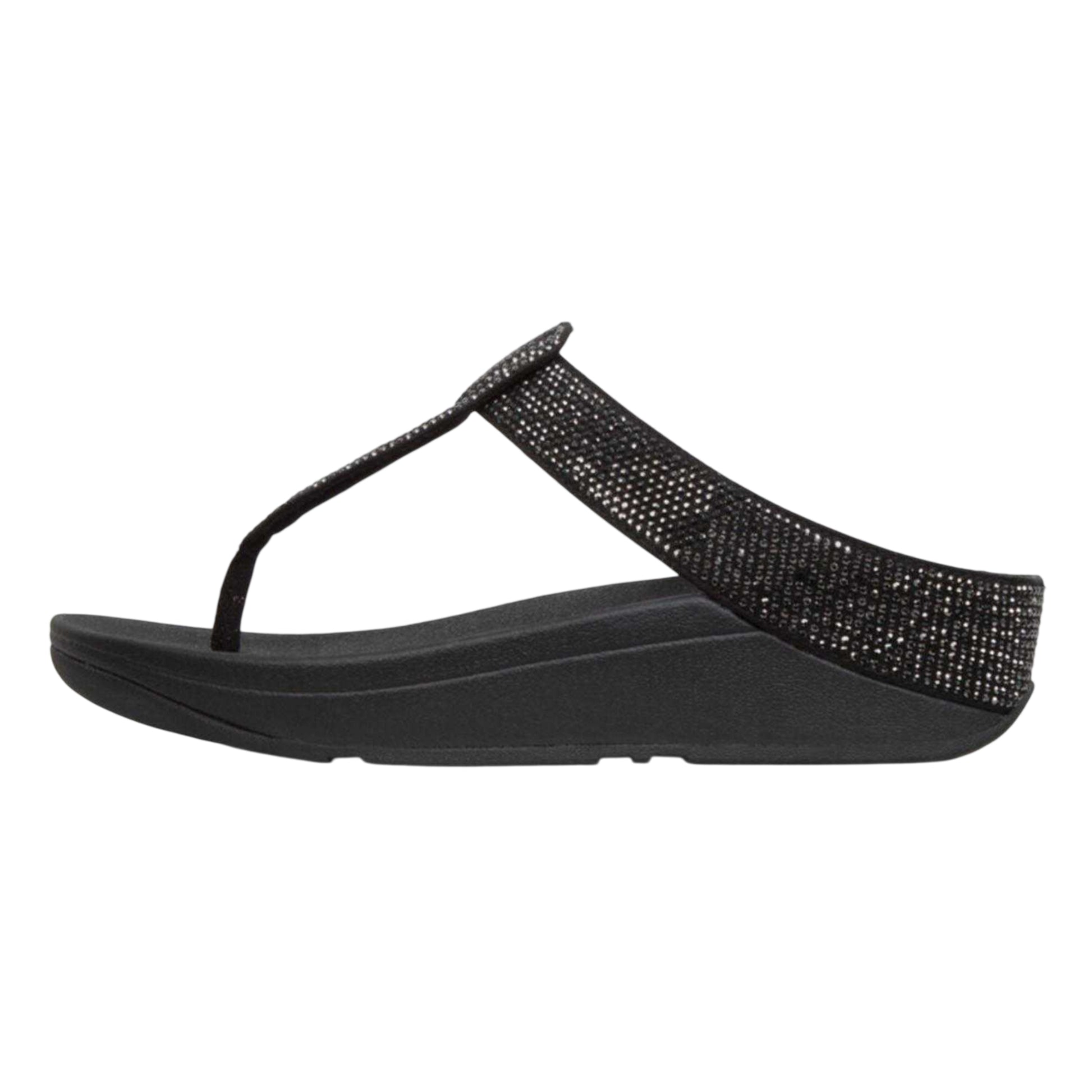 Black - Back - Fit Flop Womens-Ladies Isabelle Leather Sandals