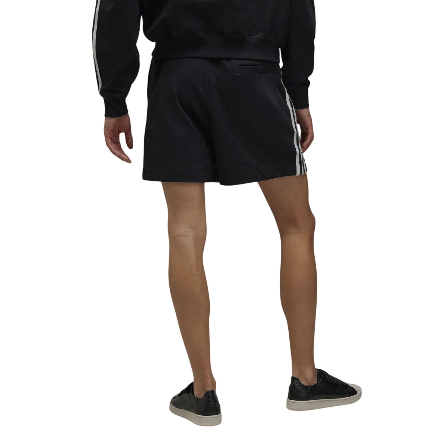Black - Back - Y-3 Mens French Terry 3 Stripes Shorts