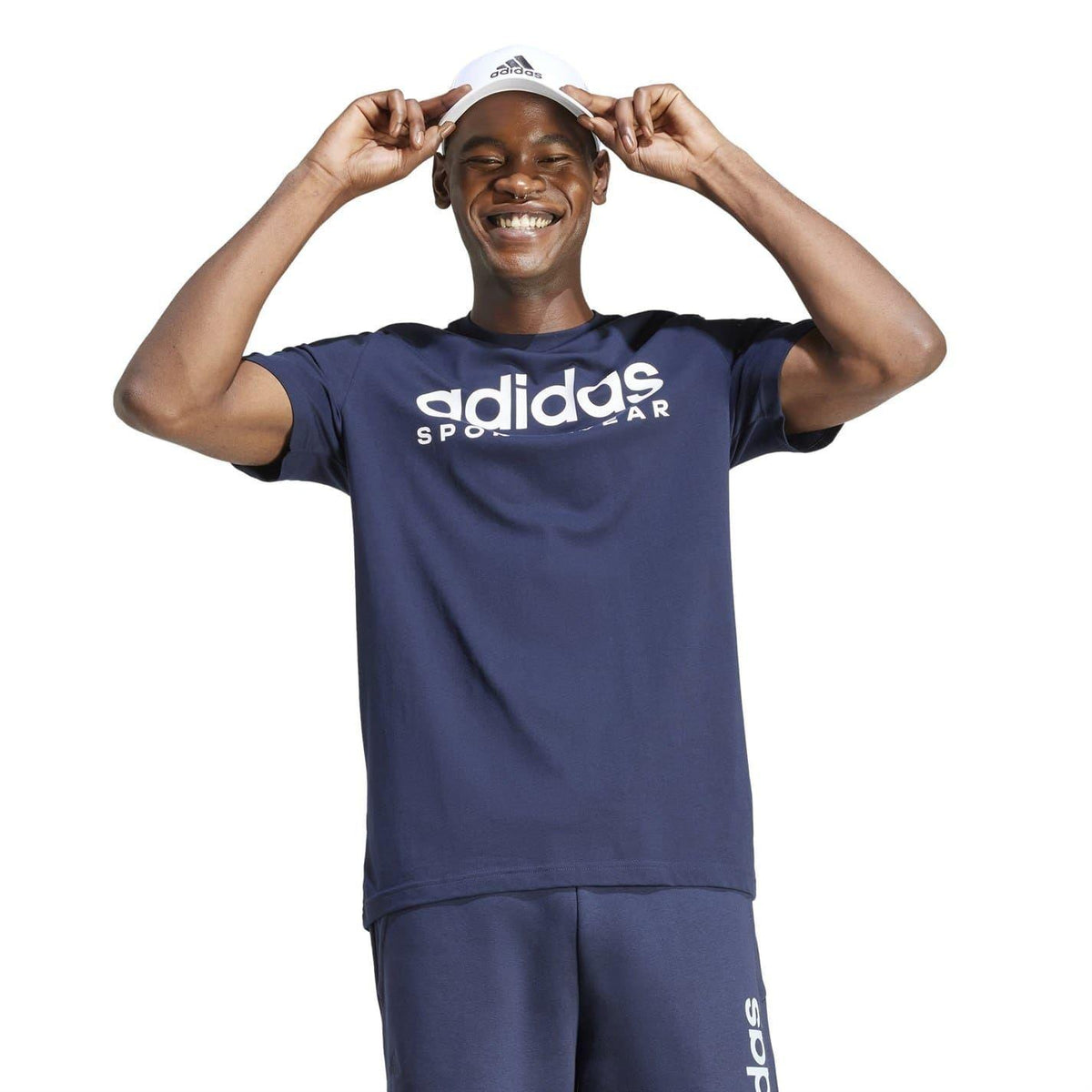 Navy - Back - Adidas Mens Graphic T-Shirt