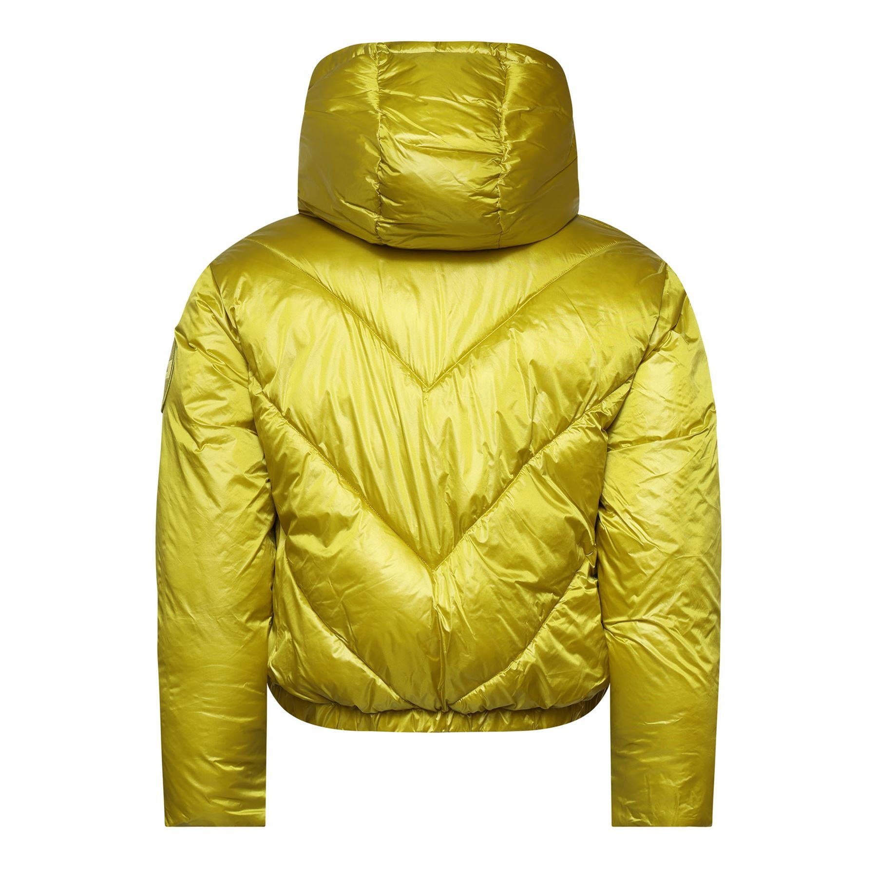 Yellow - Back - DKNY Womens-Ladies Cropped Puffer Jacket