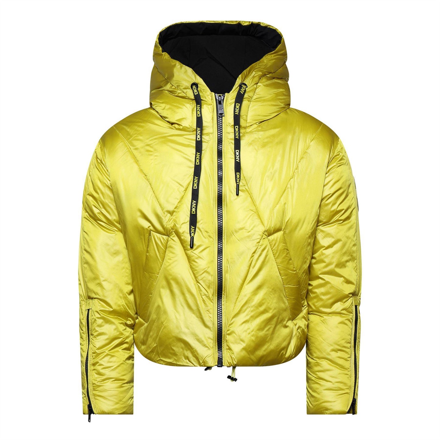Yellow - Front - DKNY Womens-Ladies Cropped Puffer Jacket