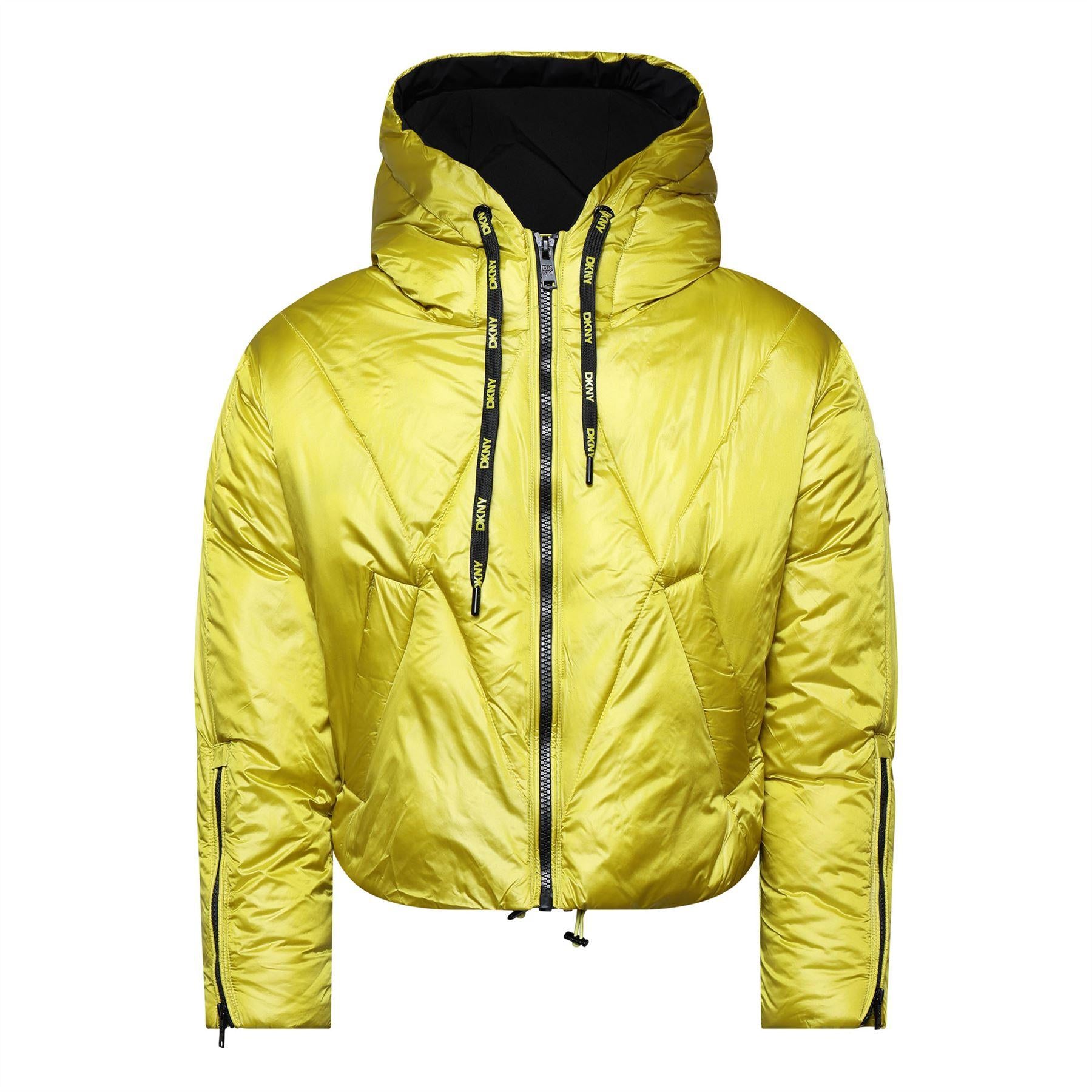 Yellow - Front - DKNY Womens-Ladies Cropped Puffer Jacket