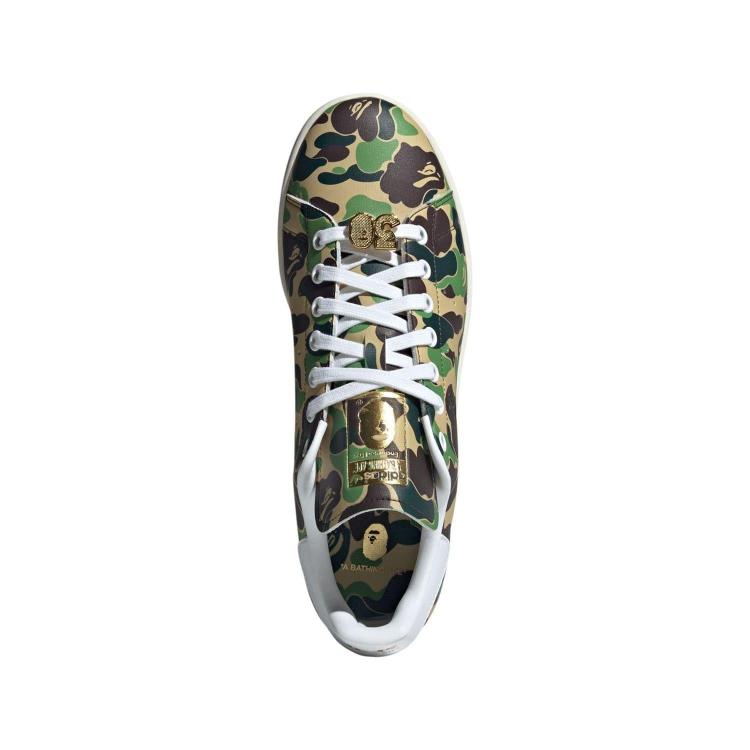 Green - Back - Adidas Mens Bape Stan Smith Camouflage Shoes