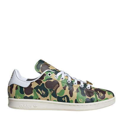 Green - Front - Adidas Mens Bape Stan Smith Camouflage Shoes