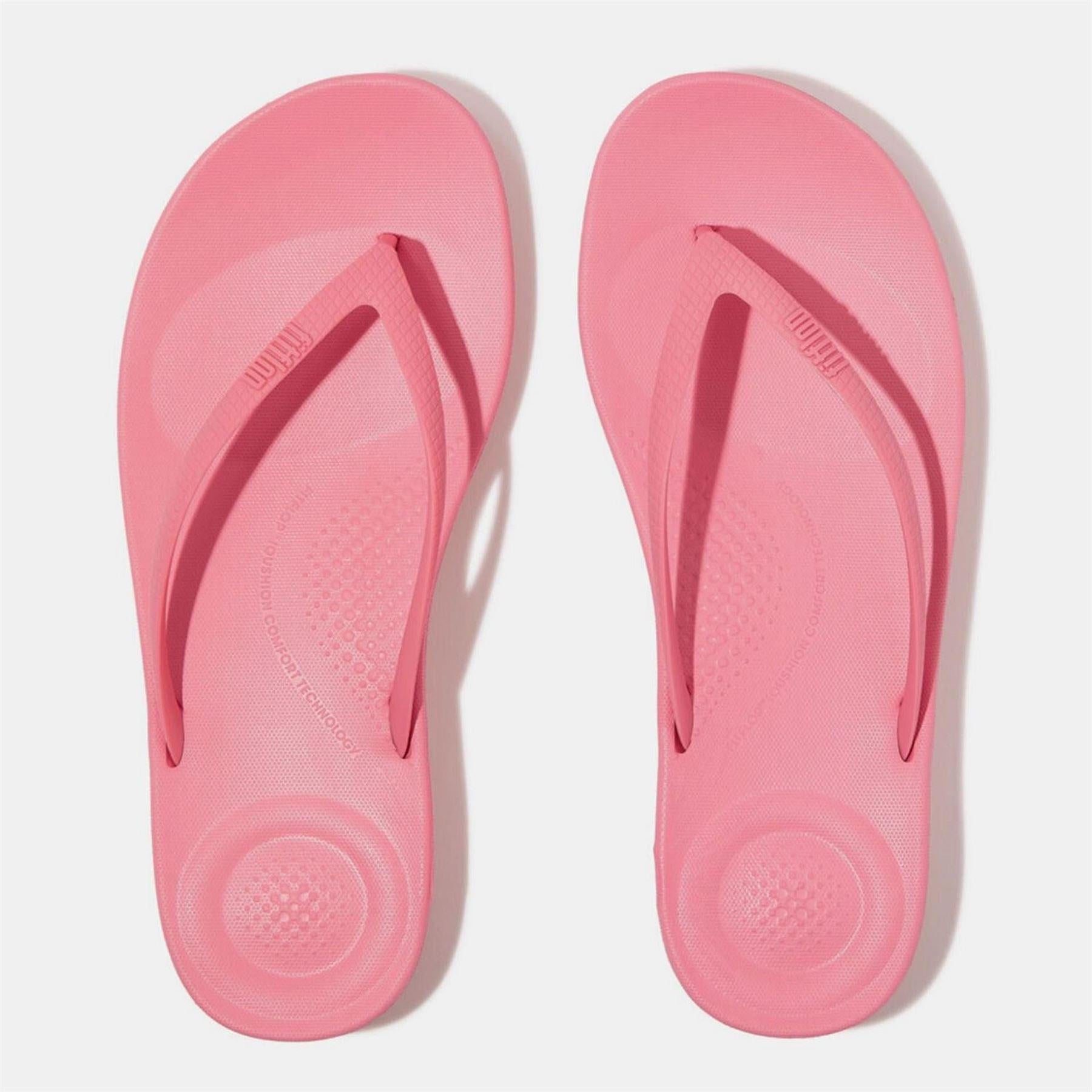 Pink-Black - Side - Fit Flop Womens-Ladies iQushion Flip Flops