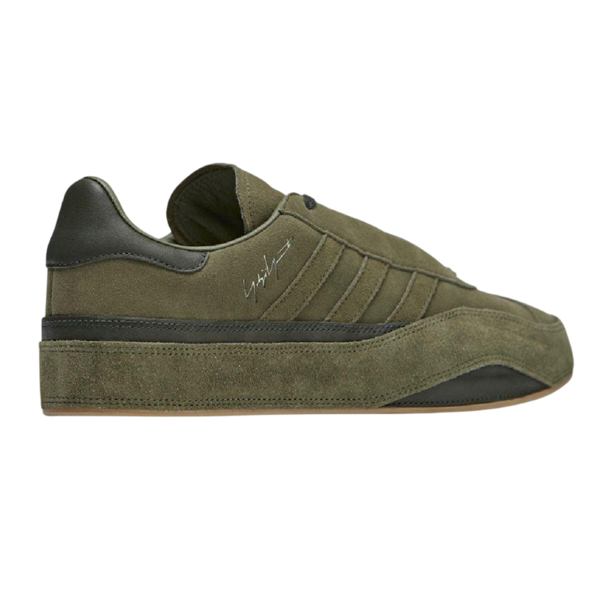 Olive - Back - Y-3 Womens-Ladies Gazelle Suede Trainers