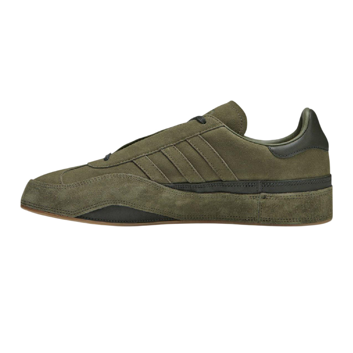 Olive - Side - Y-3 Womens-Ladies Gazelle Suede Trainers