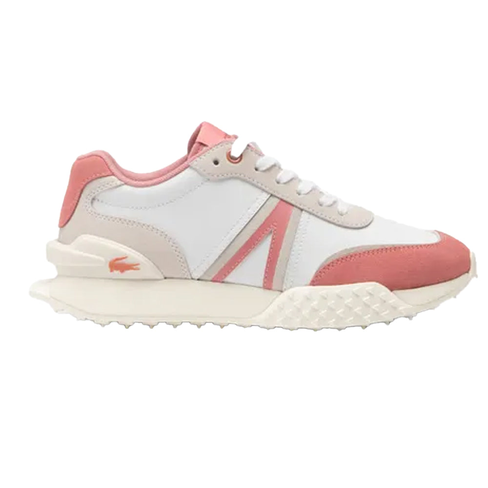 White-Pink - Back - Lacoste Womens-Ladies L-Spin Deluxe Leather Trainers