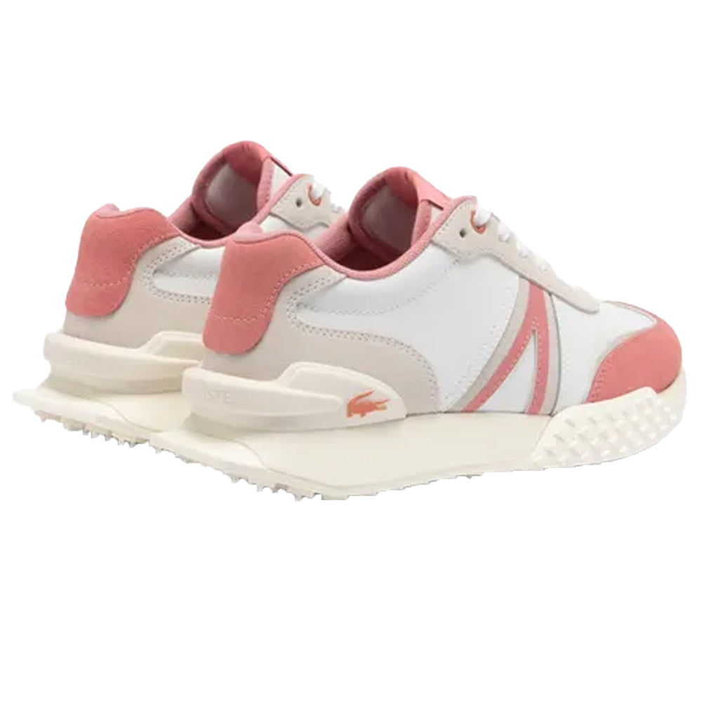 White-Pink - Side - Lacoste Womens-Ladies L-Spin Deluxe Leather Trainers
