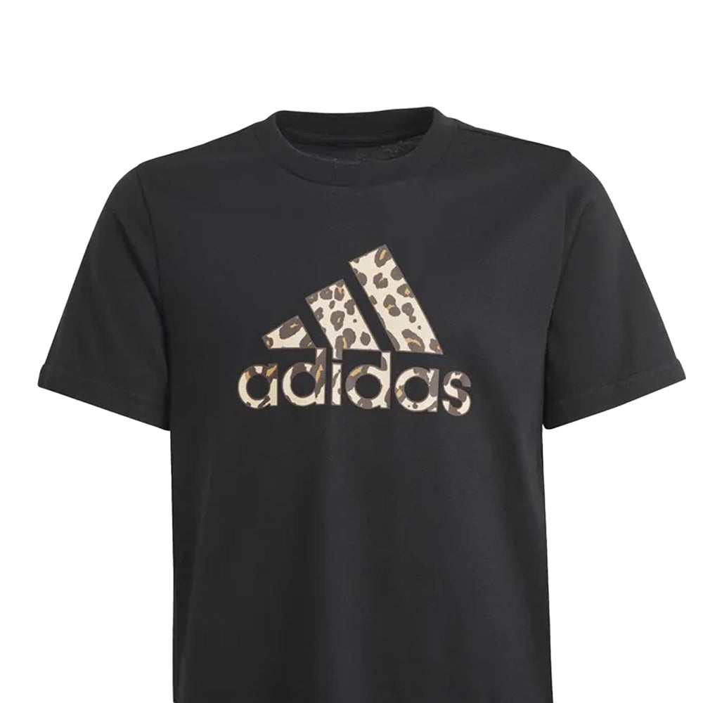 Black - Side - Adidas Girls Animal Print T-Shirt