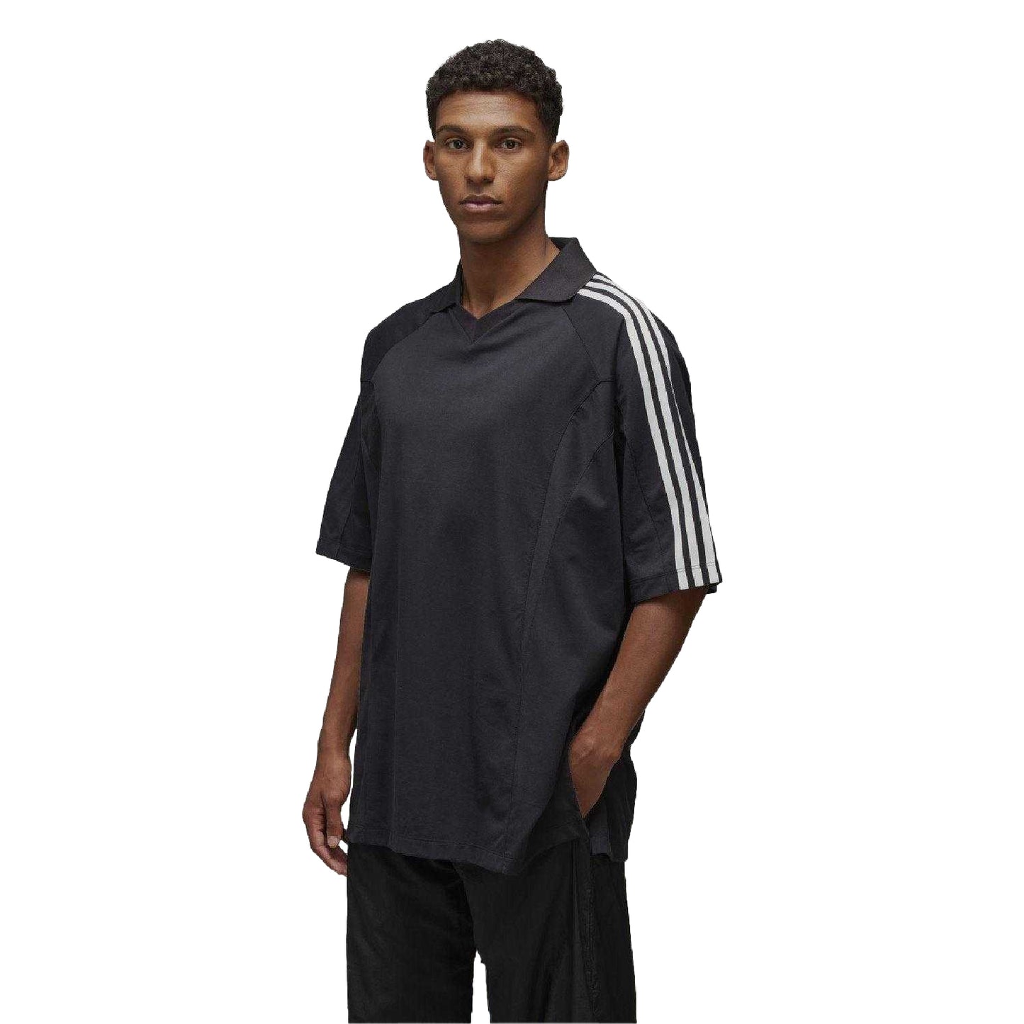 Black - Side - Y-3 Mens 3 Stripes T-Shirt
