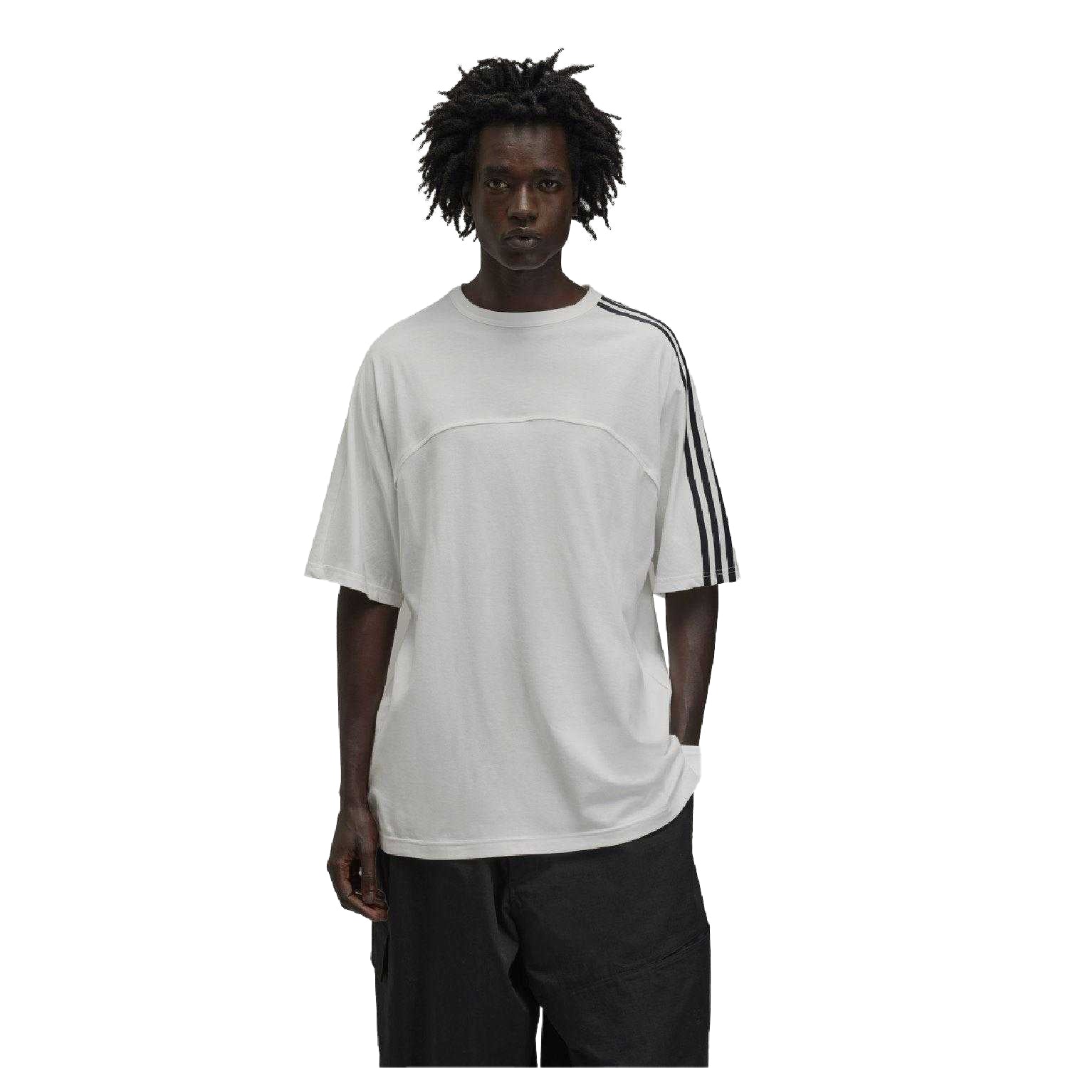 White - Side - Y-3 Mens 3 Stripes T-Shirt