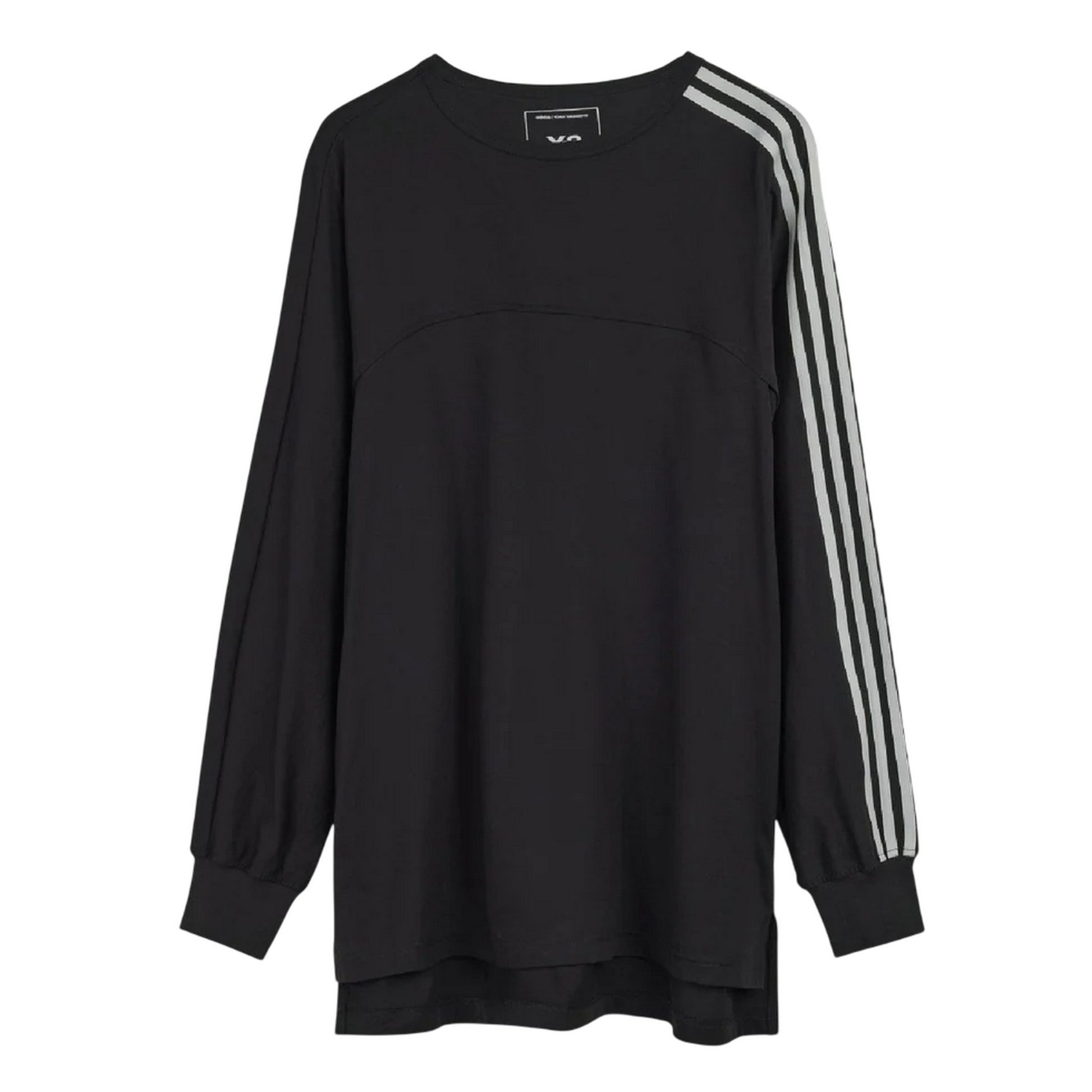 Black - Front - Y-3 Unisex Adult 3 Stripes Long-Sleeved T-Shirt