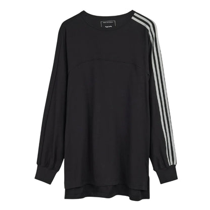 Black - Front - Y-3 Unisex Adult 3 Stripes Long-Sleeved T-Shirt
