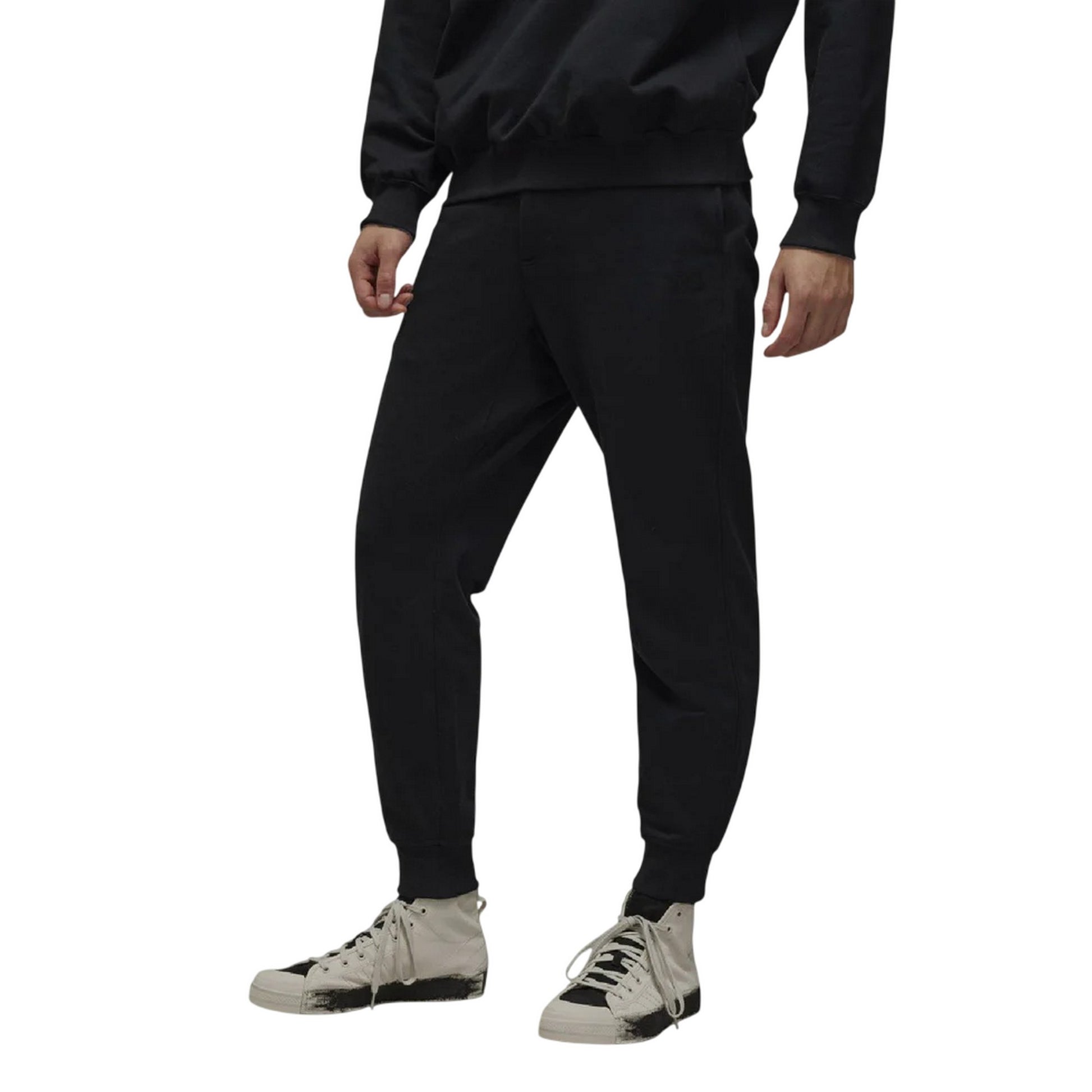 Black - Side - Y-3 Mens French Terry Cuffed Tracksuit Bottoms