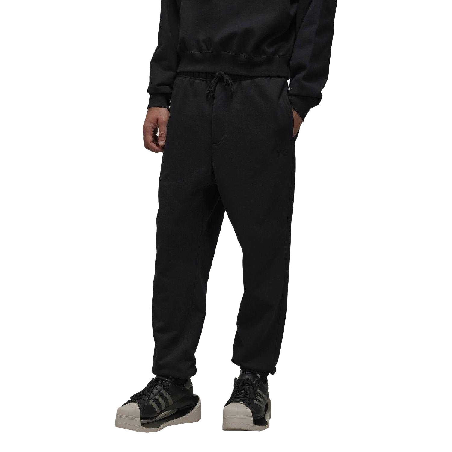 Black - Side - Y-3 Mens Brushed Terry Jogging Bottoms