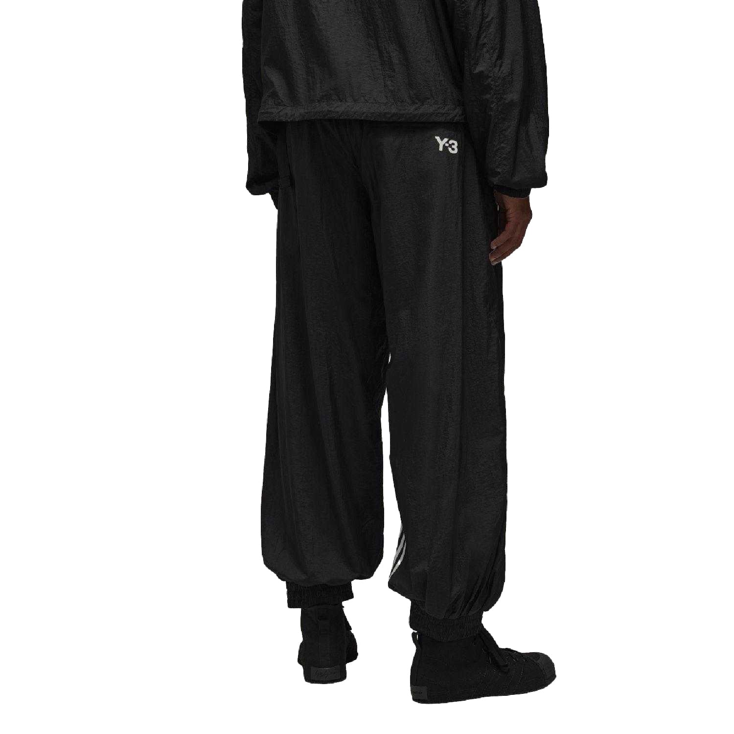 Black - Back - Y-3 Mens Nylon 3 Stripes Jogging Bottoms