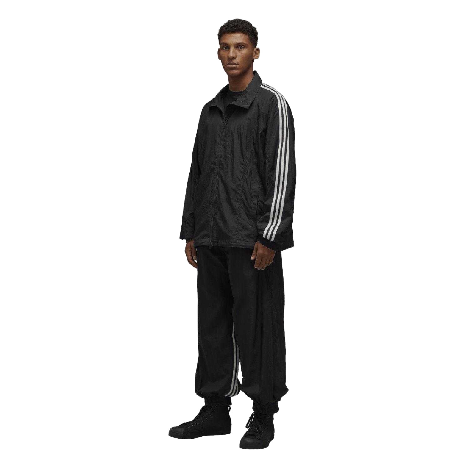 Black - Pack Shot - Y-3 Mens Nylon 3 Stripes Jogging Bottoms