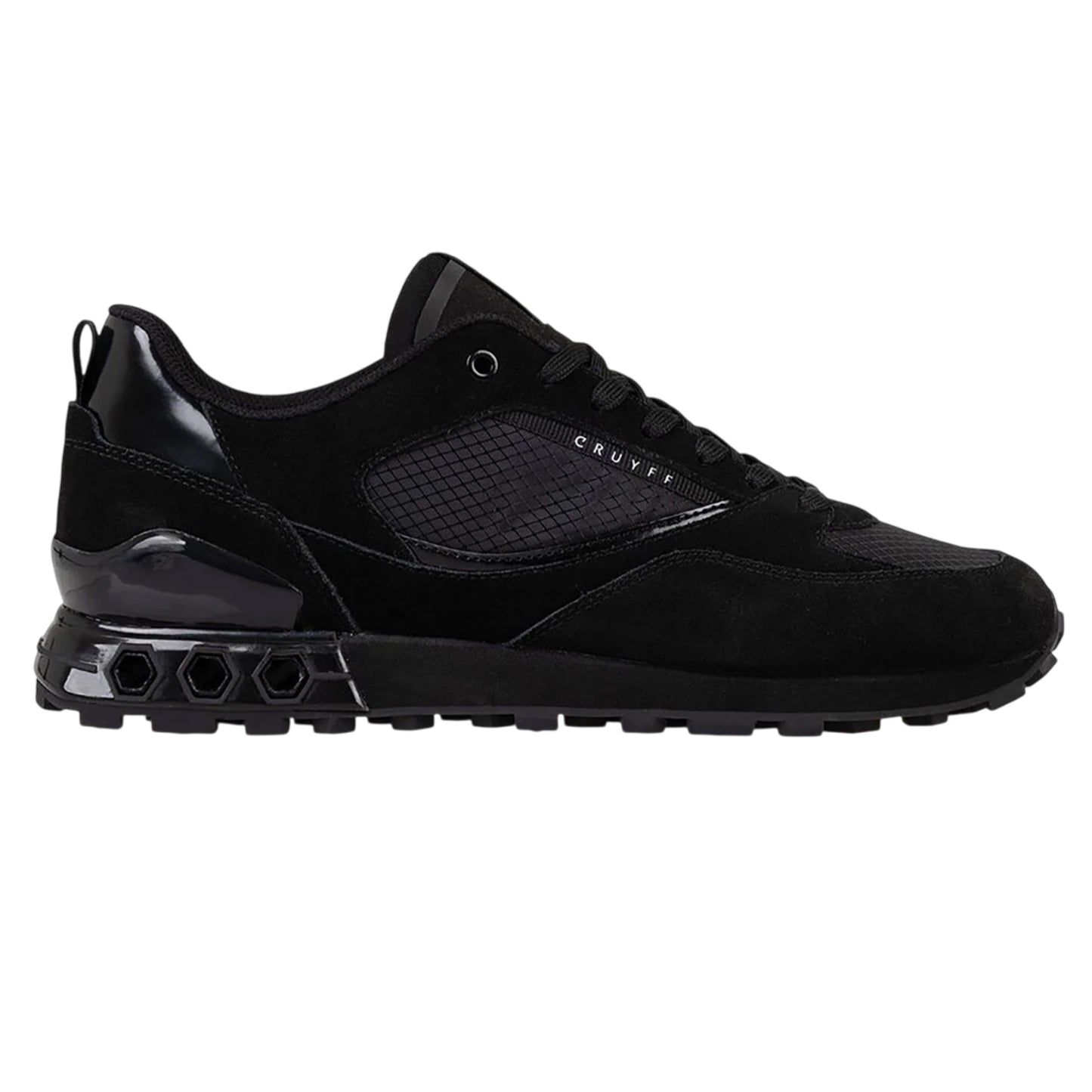Black - Back - Cruyff Mens Snyper Hex-Tech Suede Trainers